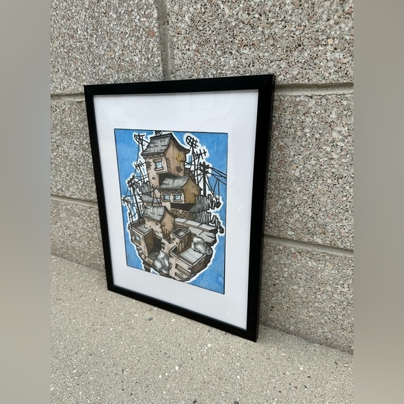 Original Art “Hood Up High” Urban Art Mixed Media Canvas Framed 8x10 - Picture 2 of 8